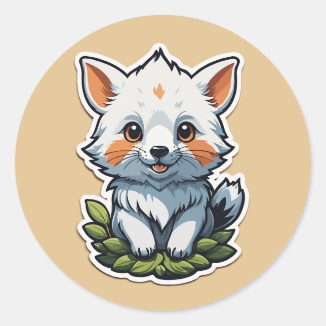 Autocollant adorable Fox Cub - Art animal sauvage  (Devant)