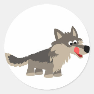 Autocollant affamé de loup de bande dessinée