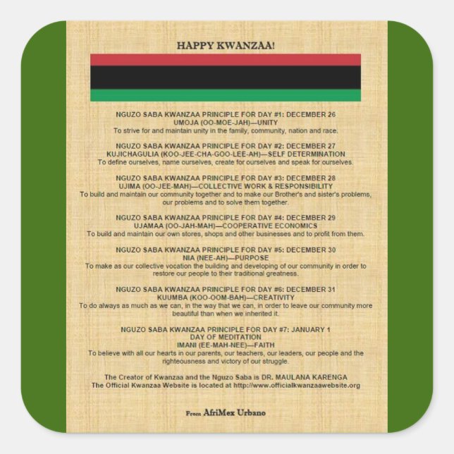 Autocollant AfriMex Urbano Kwanzaa Series 4 (Devant)