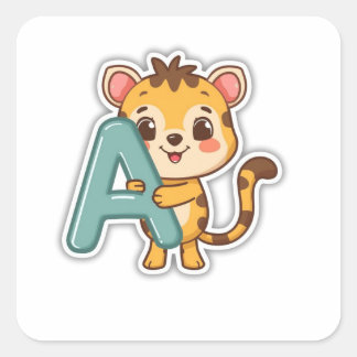 Autocollant Alphabet – A avec Alligator