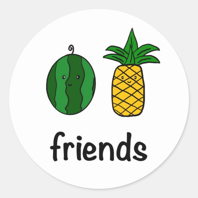 Autocollant Amis de pastèque et ananas (Devant)