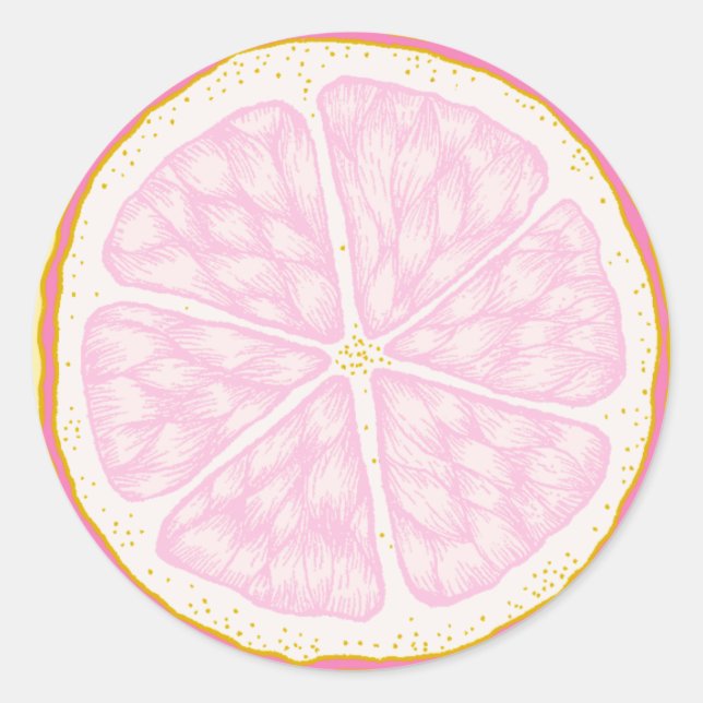 Autocollant Anniversaire Tranche de Citron Rose (Devant)