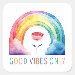 Autocollant arc-en-ciel Good Vibes uniquement aqua