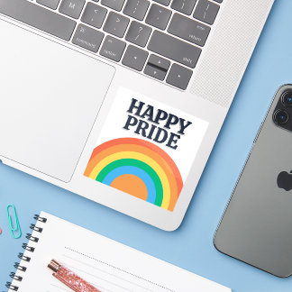 Autocollant arc-en-ciel minimaliste Happy Pride