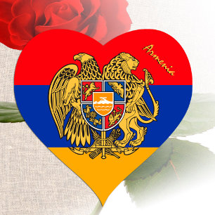 Autocollant Arménie, Cœur, Drapeau arménien patrio