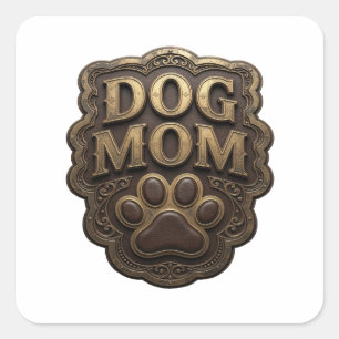 Autocollant Art MAMAN CHIEN Or Clair