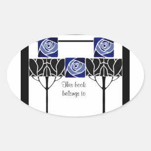 Autocollant Art Nouveau rose Bleu