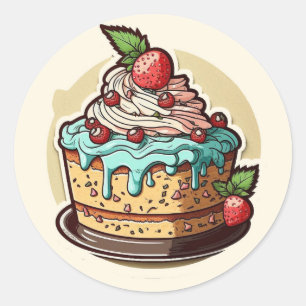 Autocollant au gâteau. Autocollant rond classique