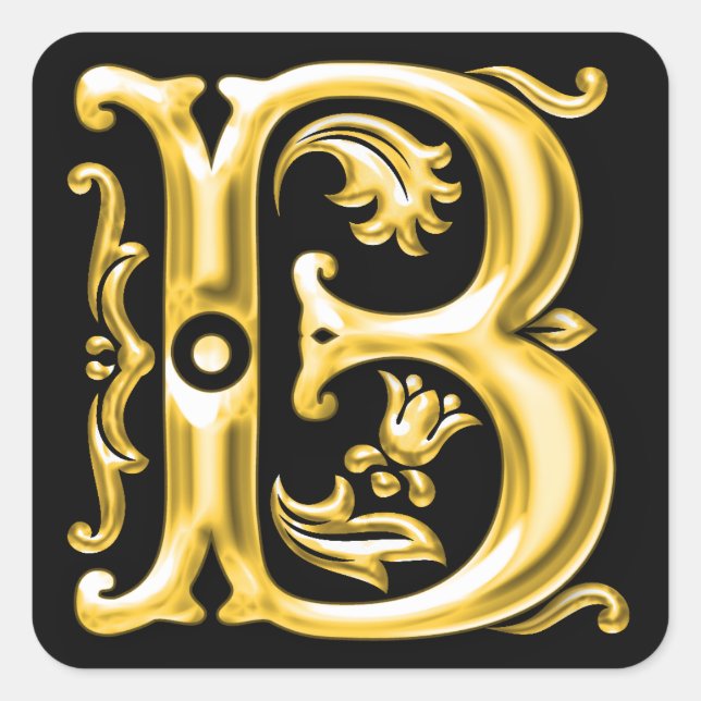 Autocollant B majuscule initial en or (Devant)