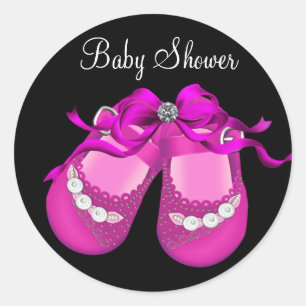 Autocollant Baby Shower Chaussures Bébé Fille Rose