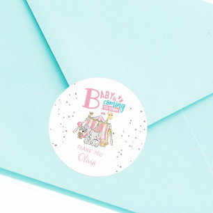 Autocollant Baby Shower Cirque Carnaval Rose