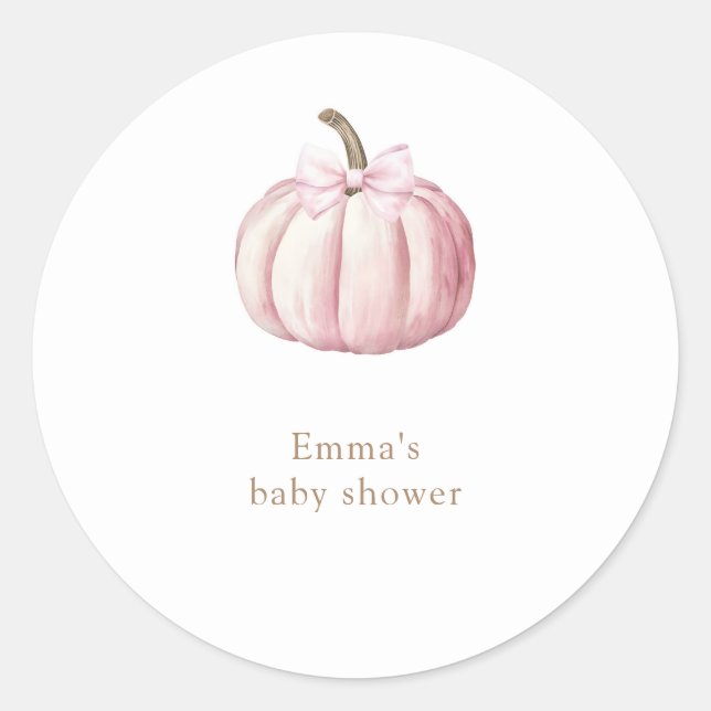 Autocollant Baby shower Citrouille rose (Devant)