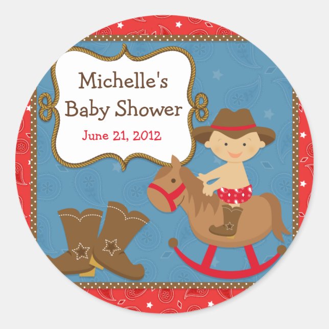 Autocollant Baby shower Cowboy (Devant)