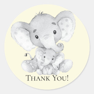 Autocollant Baby shower éléphant Merci Favoriser