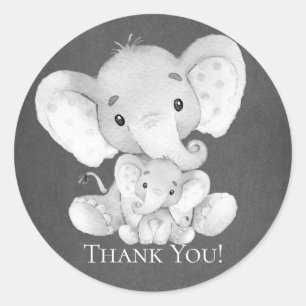Autocollant Baby shower éléphant Merci Favoriser