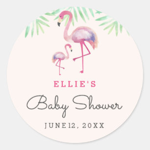 Autocollant Baby Shower Flamant Rose