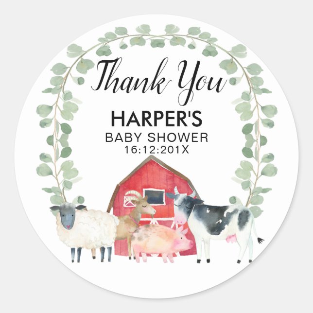 Autocollant Baby shower pour animaux à thème de fe (Devant)