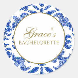 Autocollant Bachelorette Blancs et Bleus méditerra