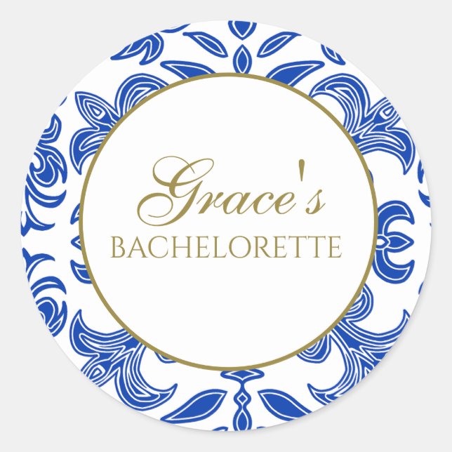 Autocollant Bachelorette Blancs et Bleus méditerra (Devant)