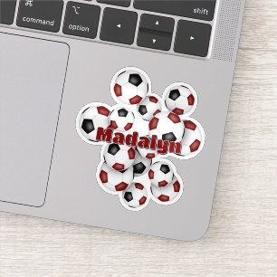 autocollant ballons de football noir bordeaux avec