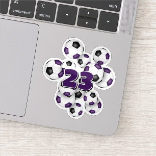 autocollant ballons de football noirs violets avec