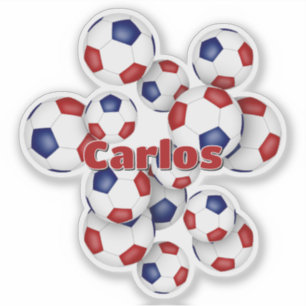 autocollant ballons de football rouges bleus avec