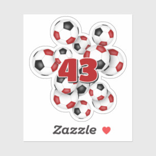 autocollant ballons de football rouges noirs w num