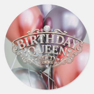 Autocollant Ballons Reine d'anniversaire