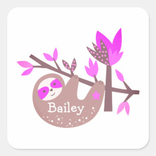 Autocollant bambou rose ourson koala nom personnal