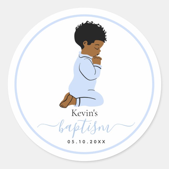 Autocollant Baptême de bébé afro-américain noir (Devant)