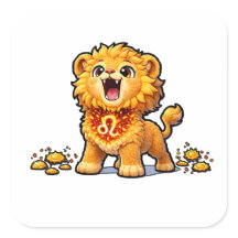 Autocollant Bébé Lion Zodiaque Mignon – Lion Doré 