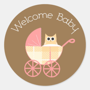 Autocollant bienvenu de hibou de bébé