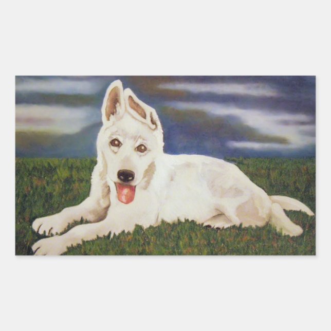 Autocollant blanc berger allemand (Devant)