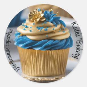 Autocollant blanc bleu rond fait maison