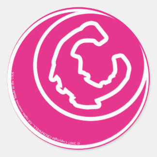 autocollant blanc C sur cercle rose