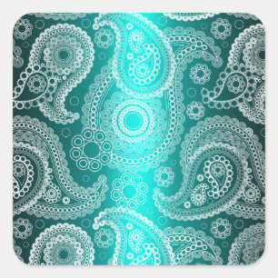 Autocollant blanc en dentelle blanche bleu clair A