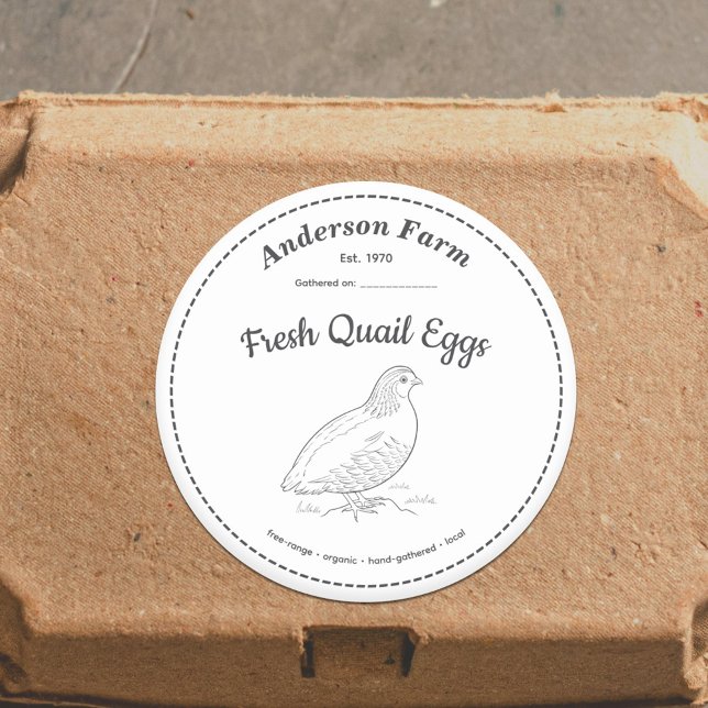 Autocollant blanc Étiquette des oeufs de quilles d (Farm Quail Eggs Label White Sticker)