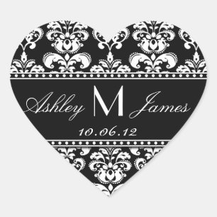 Autocollant blanc noir de faveur de mariage