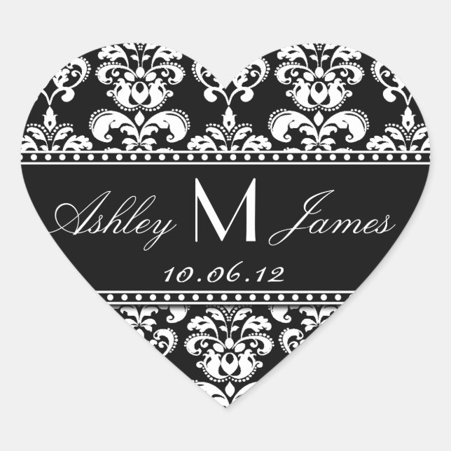 Autocollant blanc noir de faveur de mariage (Devant)