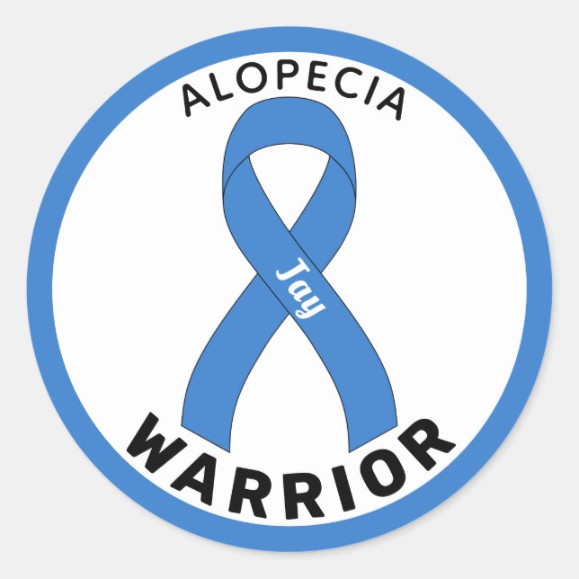 Autocollant blanc rond Alopecia Warria (Devant)