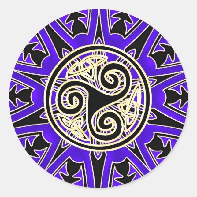 Autocollant bleu celtique Triskele Mandala (Devant)