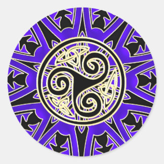 Autocollant bleu celtique Triskele Mandala