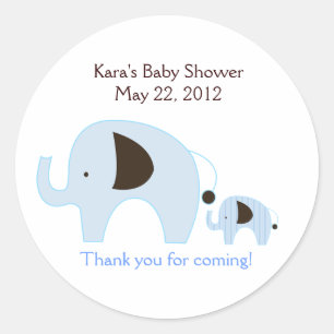 Autocollant bleu de faveur de baby shower