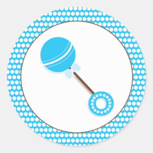 Autocollant bleu de faveur de baby shower du