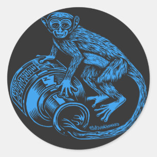 Autocollant bleu de singe