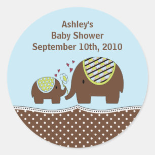 Autocollant bleu et Brown de baby shower