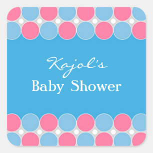 Autocollant bleu et rose baby shower