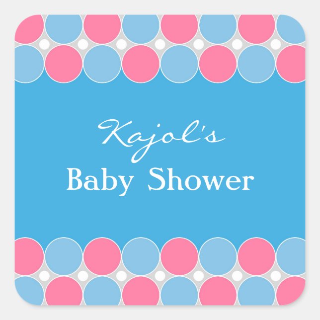 Autocollant bleu et rose baby shower (Devant)