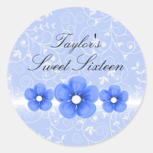 Autocollant bleu Fleur Sweet16