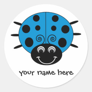 Autocollant bleu personnalisé de coccinelle